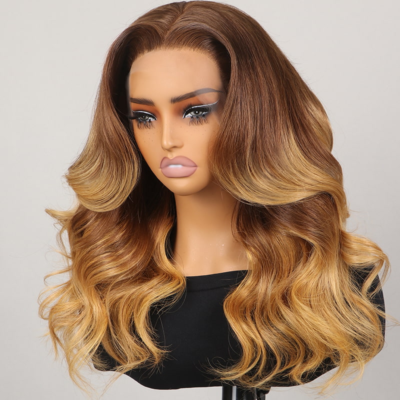 Ombre Brown to Blonde Glueless Lace Wig