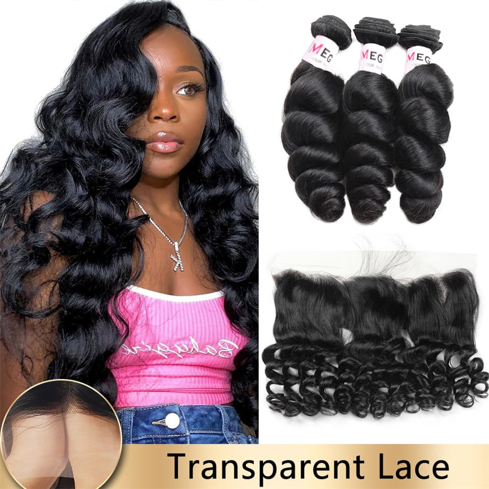 Loose Wave Bundles with Transparent Lace Frontal